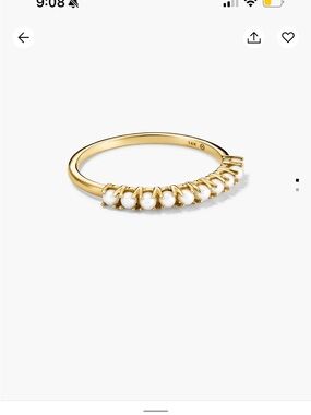 Mejuri 14k pearl half eternity ring size 6